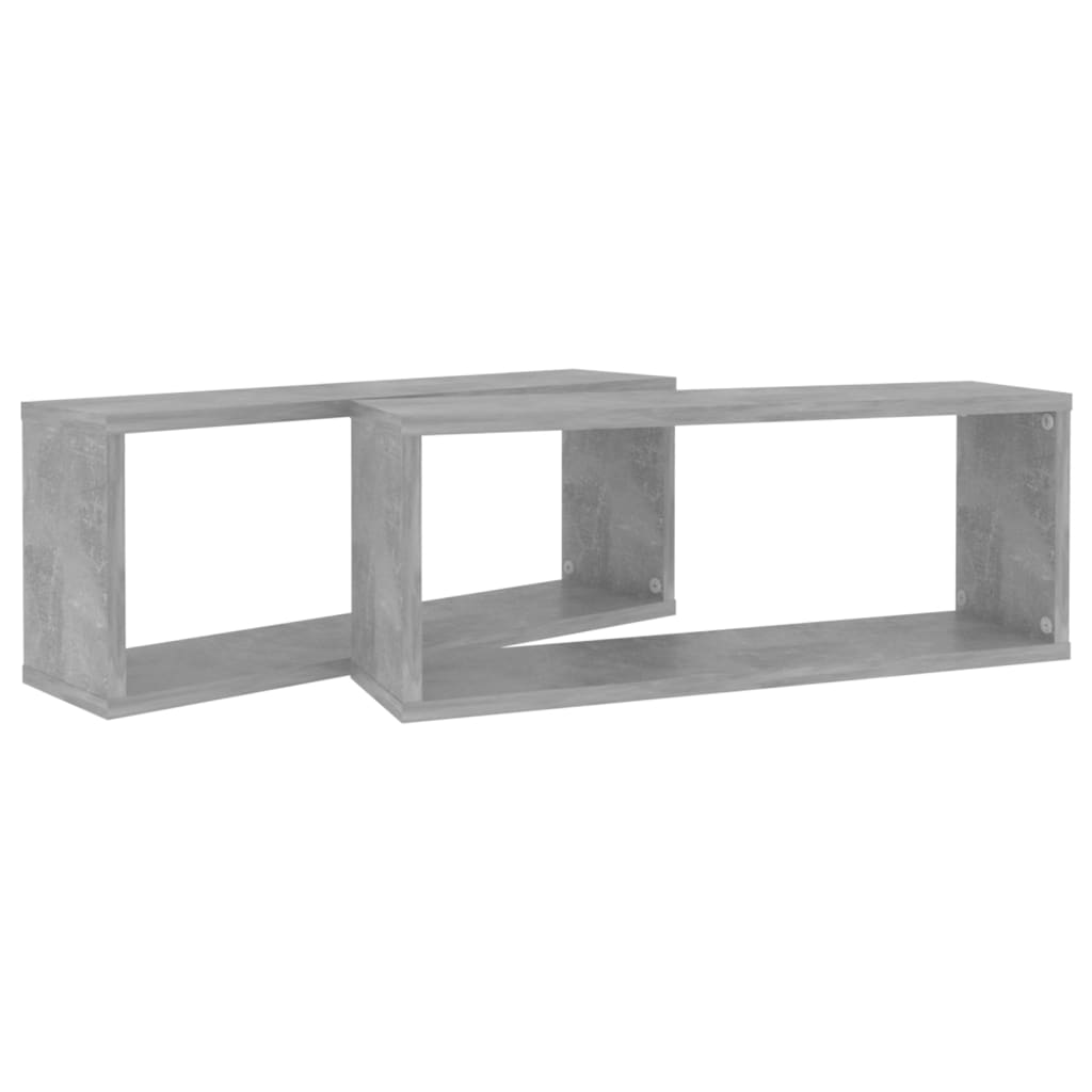 Wall Cube Shelves 2 pcs Concrete Grey 60x15x23 cm Engineered Wood