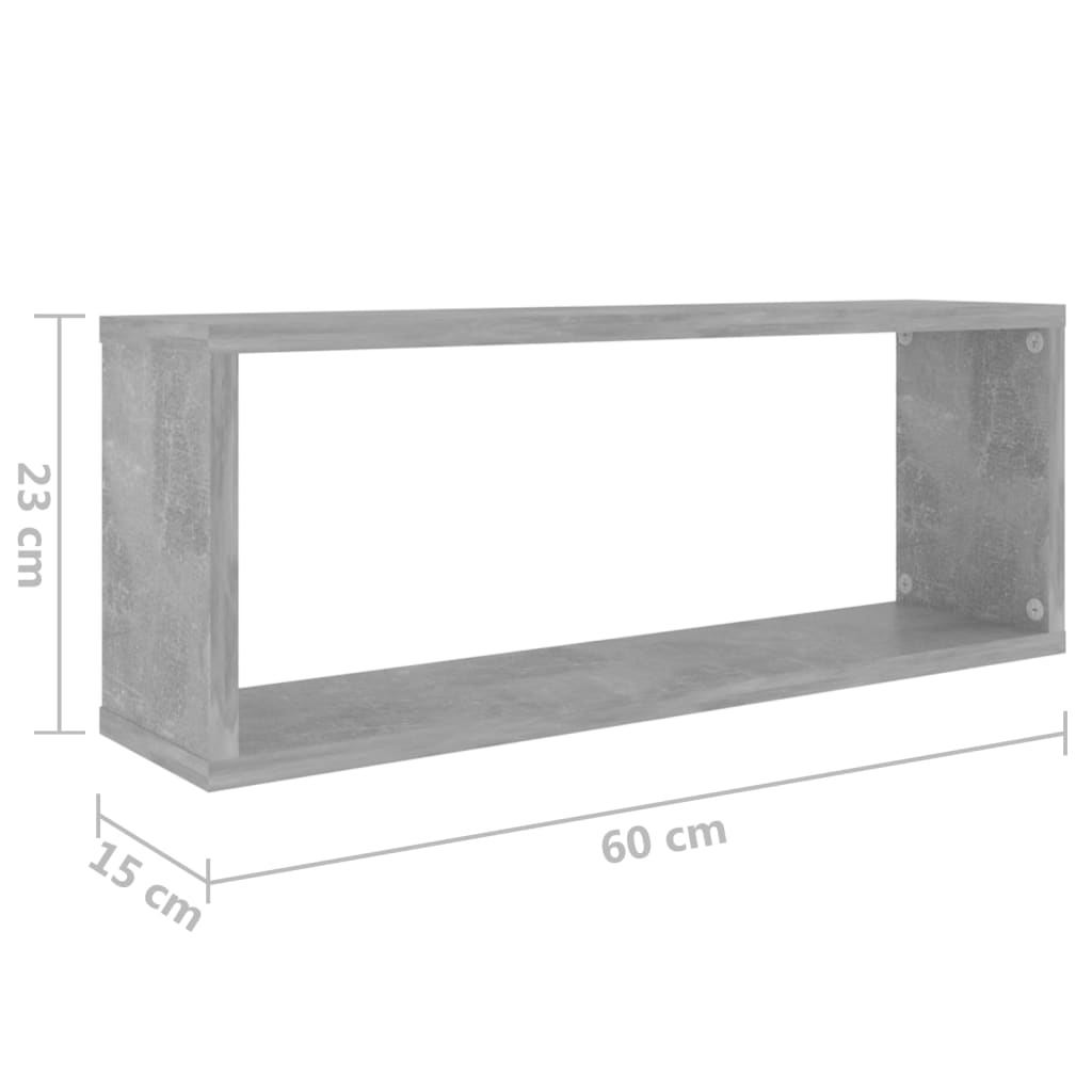 Wall Cube Shelves 2 pcs Concrete Grey 60x15x23 cm Engineered Wood