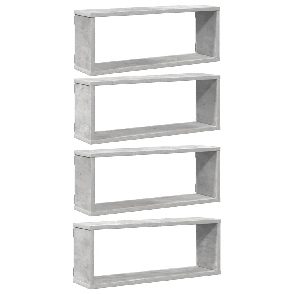 Wall Cube Shelves 4 pcs Concrete Grey 60x15x23 cm Engineered Wood