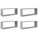 Wall Cube Shelves 4 pcs Concrete Grey 60x15x23 cm Engineered Wood