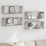 Wall Cube Shelves 4 pcs Concrete Grey 60x15x23 cm Engineered Wood