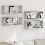 Wall Cube Shelves 4 pcs Concrete Grey 60x15x23 cm Engineered Wood