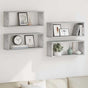 Wall Cube Shelves 4 pcs Concrete Grey 60x15x23 cm Engineered Wood