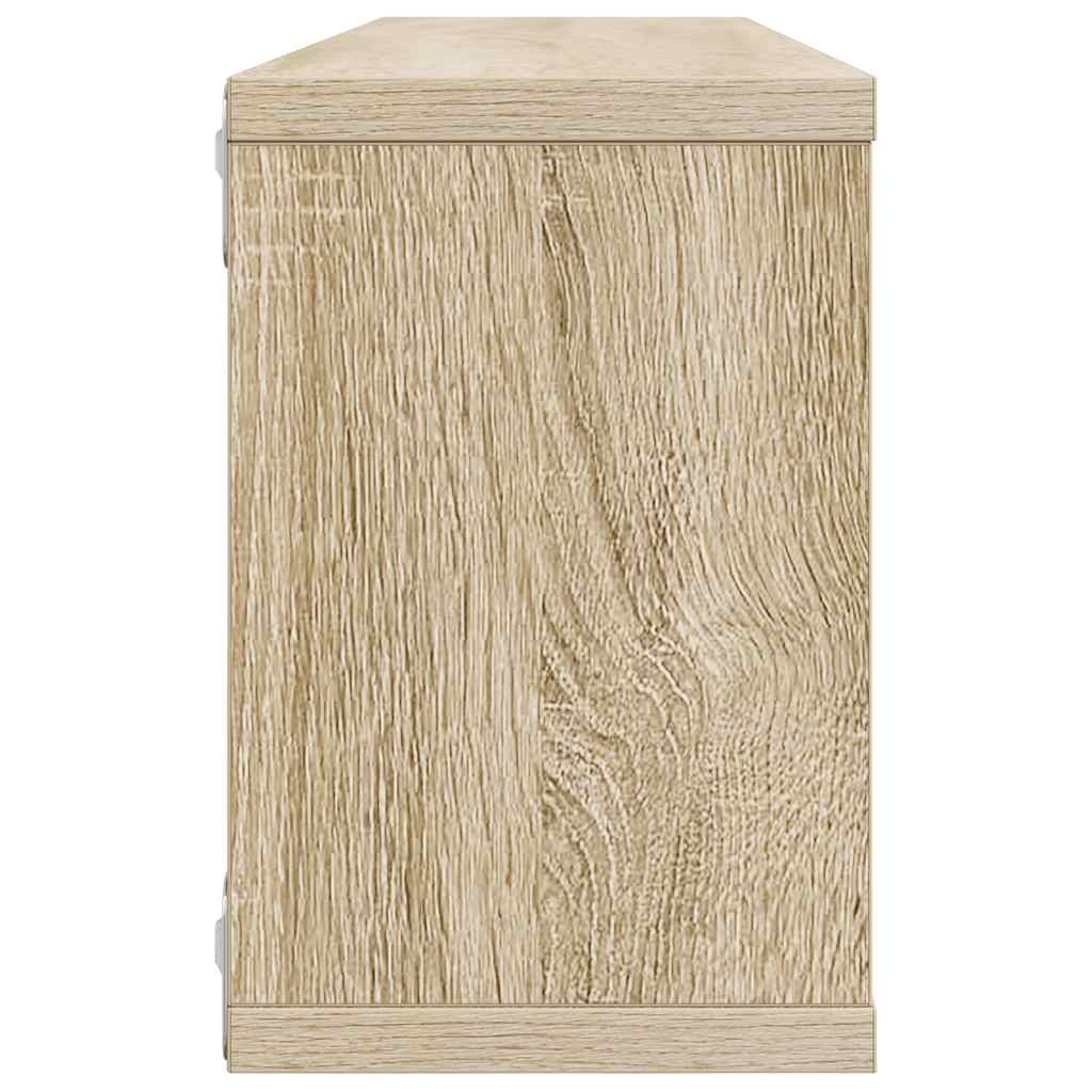 Wall Cube Shelves 2 pcs White and Sonoma Oak 60x15x23 cm Engineered Wood