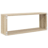 Wall Cube Shelves 2 pcs White and Sonoma Oak 60x15x23 cm Engineered Wood
