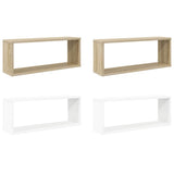 Wall Cube Shelves 4 pcs White and Sonoma Oak 60x15x23 cm Engineered Wood