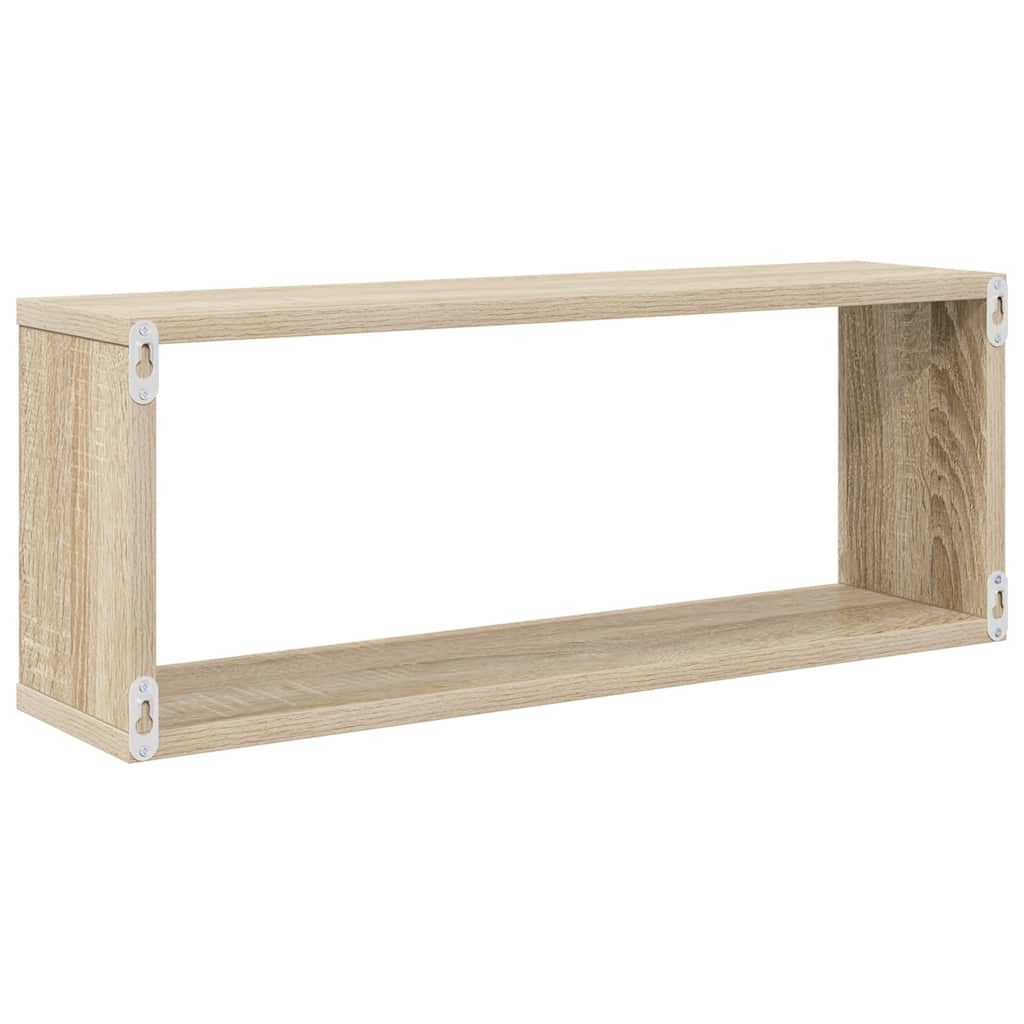 Wall Cube Shelves 4 pcs White and Sonoma Oak 60x15x23 cm Engineered Wood