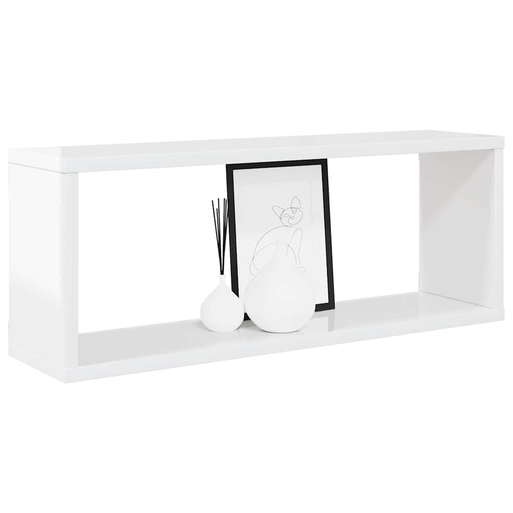 Wall Cube Shelves 2 pcs High Gloss White 60x15x23 cm Engineered Wood