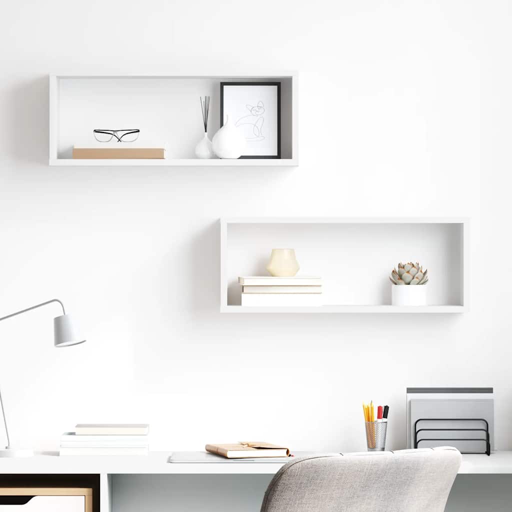 Wall Cube Shelves 2 pcs High Gloss White 60x15x23 cm Engineered Wood