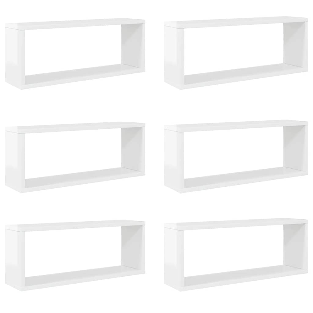 Wall Cube Shelves 6 pcs High Gloss White 60x15x23 cm Engineered Wood