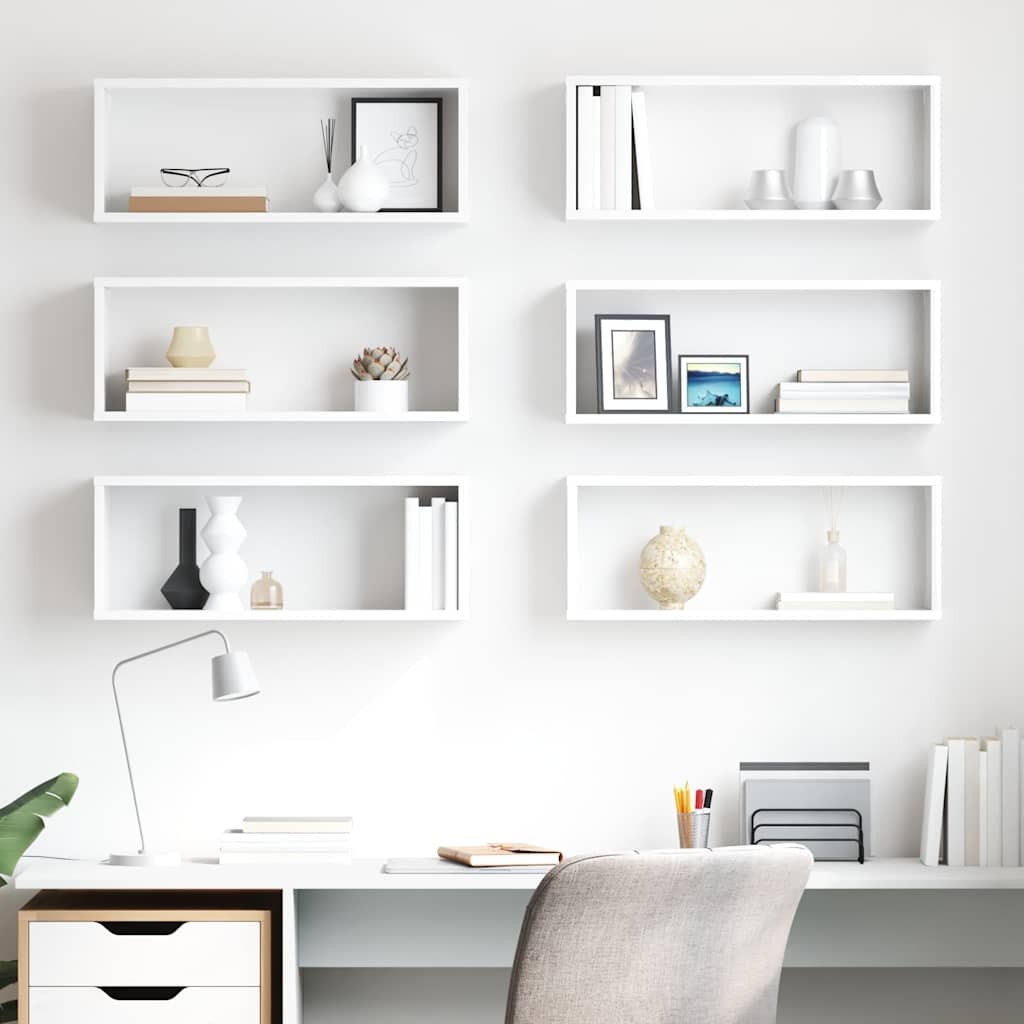 Wall Cube Shelves 6 pcs High Gloss White 60x15x23 cm Engineered Wood