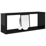 Wall Cube Shelves 4 pcs High Gloss Black 60x15x23 cm Engineered Wood