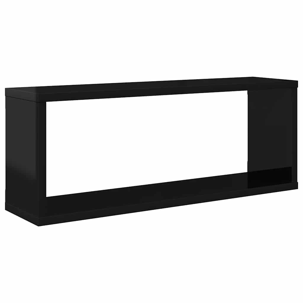 Wall Cube Shelves 4 pcs High Gloss Black 60x15x23 cm Engineered Wood