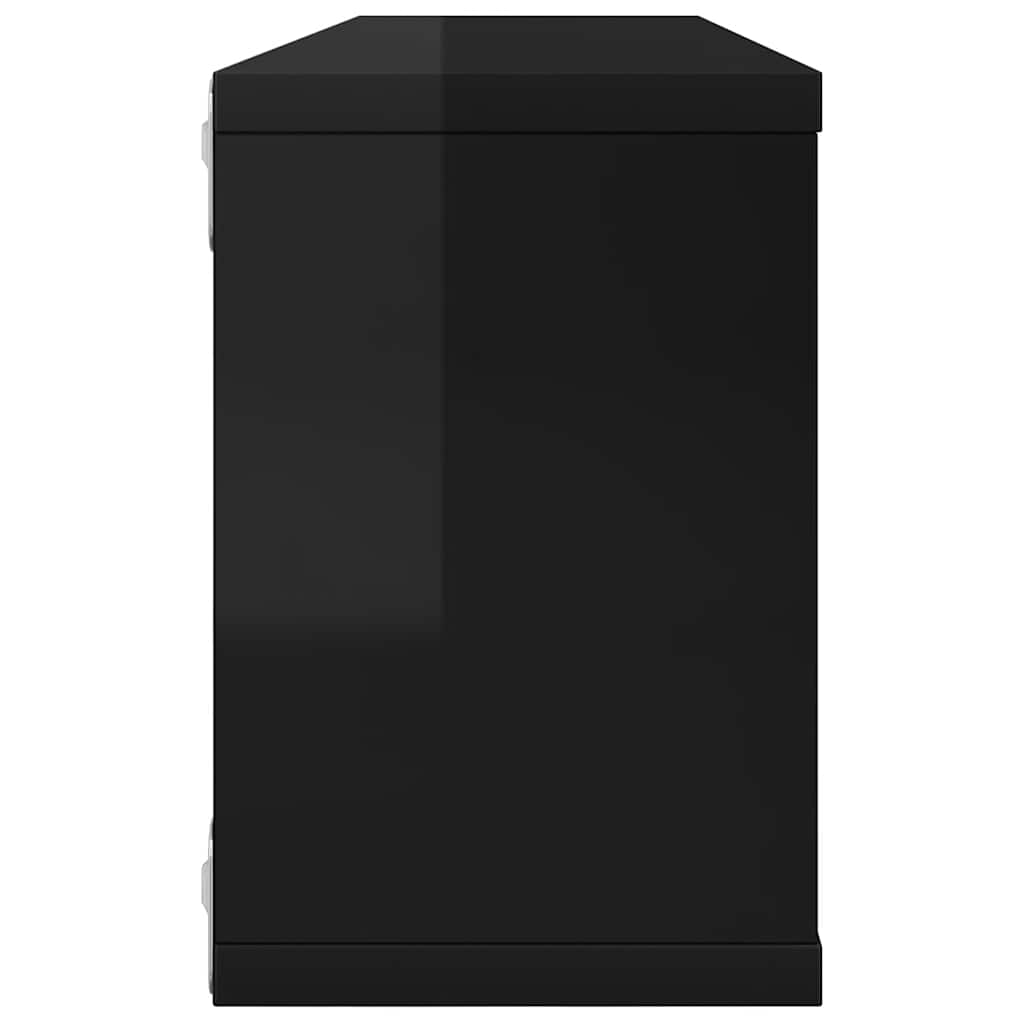 Wall Cube Shelves 4 pcs High Gloss Black 60x15x23 cm Engineered Wood