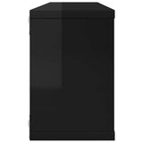 Wall Cube Shelves 4 pcs High Gloss Black 60x15x23 cm Engineered Wood - Rear View