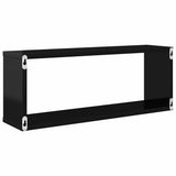 Wall Cube Shelves 4 pcs High Gloss Black 60x15x23 cm Engineered Wood