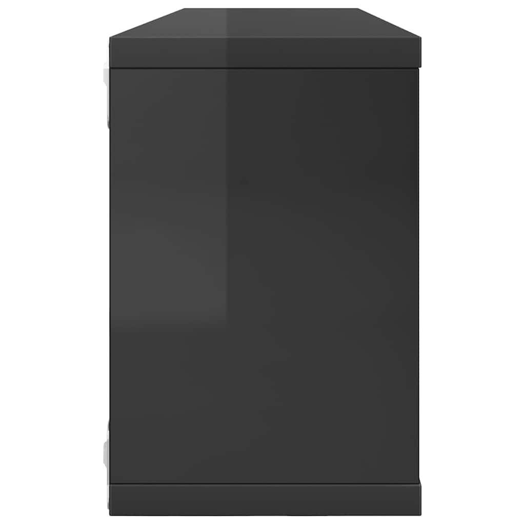 Wall Cube Shelves 2 pcs High Gloss Grey 60x15x23 cm Engineered Wood