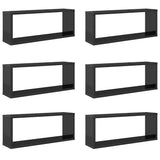 Wall Cube Shelves 6 pcs High Gloss Grey 60x15x23 cm Engineered Wood