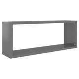 Wall Cube Shelves 6 pcs High Gloss Grey 60x15x23 cm Engineered Wood - Top-Down View
