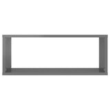 Wall Cube Shelves 6 pcs High Gloss Grey 60x15x23 cm Engineered Wood - 45-Degree Angle