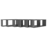 Wall Cube Shelves 6 pcs High Gloss Grey 60x15x23 cm Engineered Wood - Close-Up Angle
