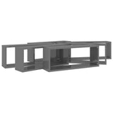 Wall Cube Shelves 6 pcs High Gloss Grey 60x15x23 cm Engineered Wood - Low Angle