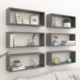 Wall Cube Shelves 6 pcs High Gloss Grey 60x15x23 cm Engineered Wood