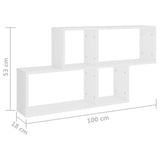 Wall Shelf White 100x18x53 cm Engineered Wood - Rear View