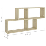 Wall Shelf Sonoma Oak 100x18x53 cm Engineered Wood - Rear View