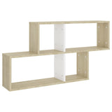Wall Shelf White and Sonoma Oak 100x18x53 cm Engineered Wood - Front View