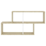 Wall Shelf White and Sonoma Oak 100x18x53 cm Engineered Wood - Top-Down View