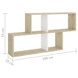 Wall Shelf White and Sonoma Oak 100x18x53 cm Engineered Wood - Rear View