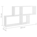Wall Shelf High Gloss White 100x18x53 cm Engineered Wood - Rear View