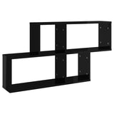 Wall Shelf High Gloss Black 100x18x53 cm Engineered Wood - Front View