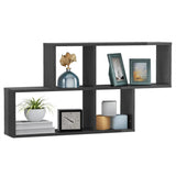 Wall Shelf High Gloss Grey 100x18x53 cm Engineered Wood - Side View