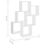 Wall Cube Shelf White 78x15x93 cm Engineered Wood - Rear View
