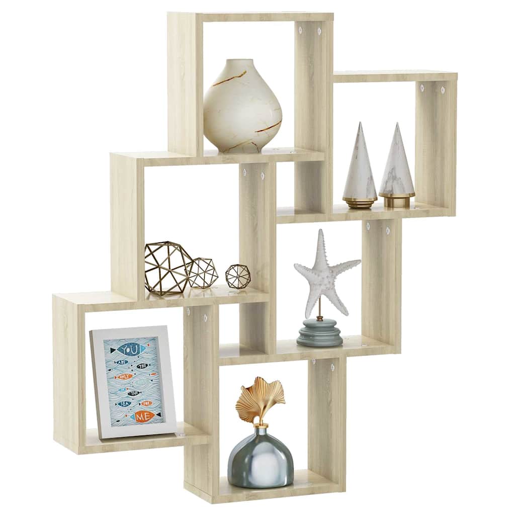 Wall Cube Shelf Sonoma Oak 78x15x93 cm Engineered Wood