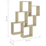 Wall Cube Shelf Sonoma Oak 78x15x93 cm Engineered Wood - Close-Up Angle