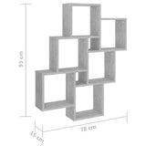 Wall Cube Shelf Concrete Grey 78x15x93 cm Engineered Wood - Rear View