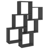Wall Cube Shelf High Gloss Grey 78x15x93 cm Engineered Wood