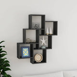 Wall Cube Shelf High Gloss Grey 78x15x93 cm Engineered Wood