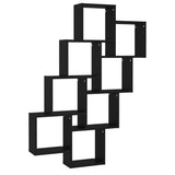 Wall Cube Shelf Black 90x15x119 cm Engineered Wood - Front View