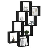 Wall Cube Shelf Black 90x15x119 cm Engineered Wood - Side View