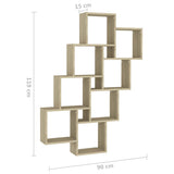 Wall Cube Shelf Sonoma Oak 90x15x119 cm Engineered Wood - Rear View