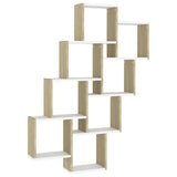 Wall Cube Shelf White and Sonoma Oak 90x15x119 cm Engineered Wood - Front View
