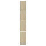 Wall Cube Shelf White and Sonoma Oak 90x15x119 cm Engineered Wood