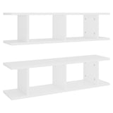 Wall Shelves 2 pcs White 75x18x20 cm Engineered Wood - Front View