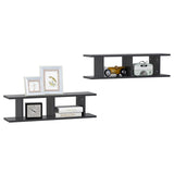 Wall Shelves 2 pcs Grey 75x18x20 cm Engineered Wood - Side View