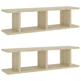 Wall Shelves 2 pcs Sonoma Oak 75x18x20 cm Engineered Wood - Front View