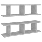 Wall Shelves 2 pcs Concrete Grey 75x18x20 cm Engineered Wood - Front View